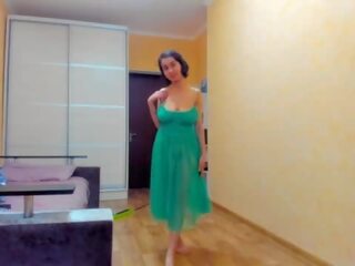 Hot Myla Angel in green transparent dress&excl;