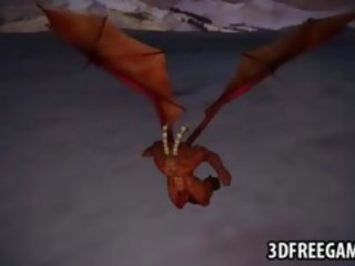 3D Babe Gets Fucked Hard Outdoors By A Winged Demon