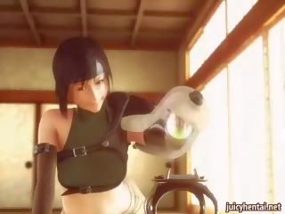 Tied up animated cutie gets drilled by a cock