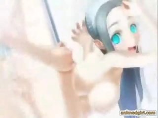 3D hentai maid with big tits poking by shemale anime