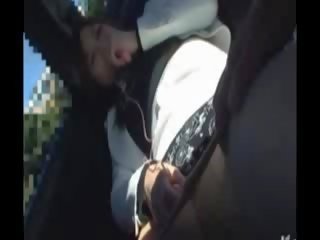 A backseat blowjob from a horny milf before he gets to fuck her