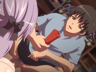 Horny anime girl gets pussy dildoed