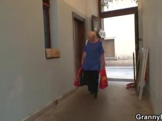Picking up and fucking blonde granny from behind