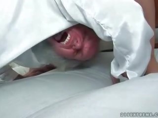 Girl punishing and fucking a grandpa