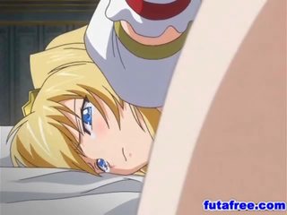 Blonde futagirl ducked hard by monster