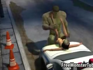 3D Cartoon Babe Getting Fucked Outdoors By The Hulk