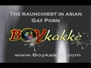 Homo asia twink sucks two cocks