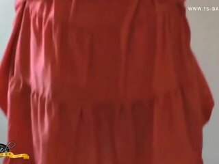 Teen Tranny Bailey in a Cute Dress Jerks Off Her Fat Cock