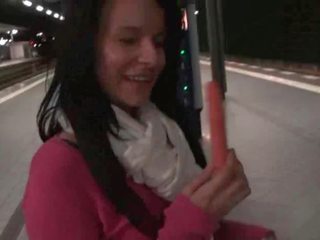 Hot video of amateur girl masturbating on the train Video