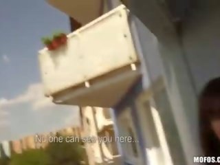 Big boobs amateur cutie balcony sex