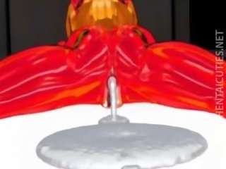 Horny 3D anime slut sucking tentacles