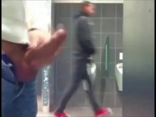 Hung Uncut Cock in Public Toilet