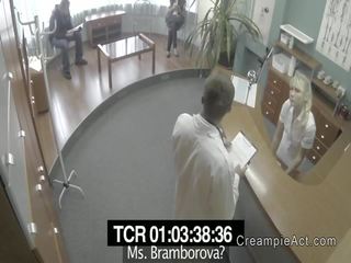 Slim babe gets creampie in fake hospital