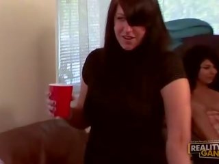 Drunken sexy teen girls having sex orgy sucking and riding hard cock