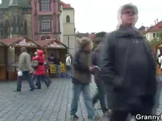 Old granny tourist jumps on his cock